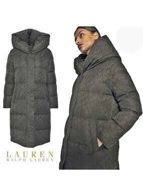 NWT Ralph Lauren Logo-jacquard Oversize-Collar Down Coat / Large